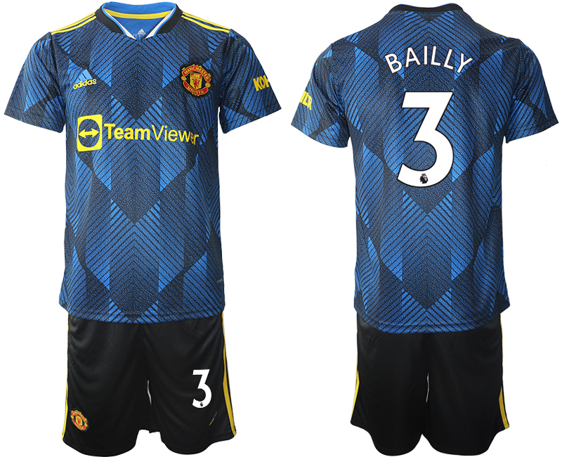 Men 2021-2022 Club Manchester United Second away blue #3 Soccer Jersey->manchester united jersey->Soccer Club Jersey